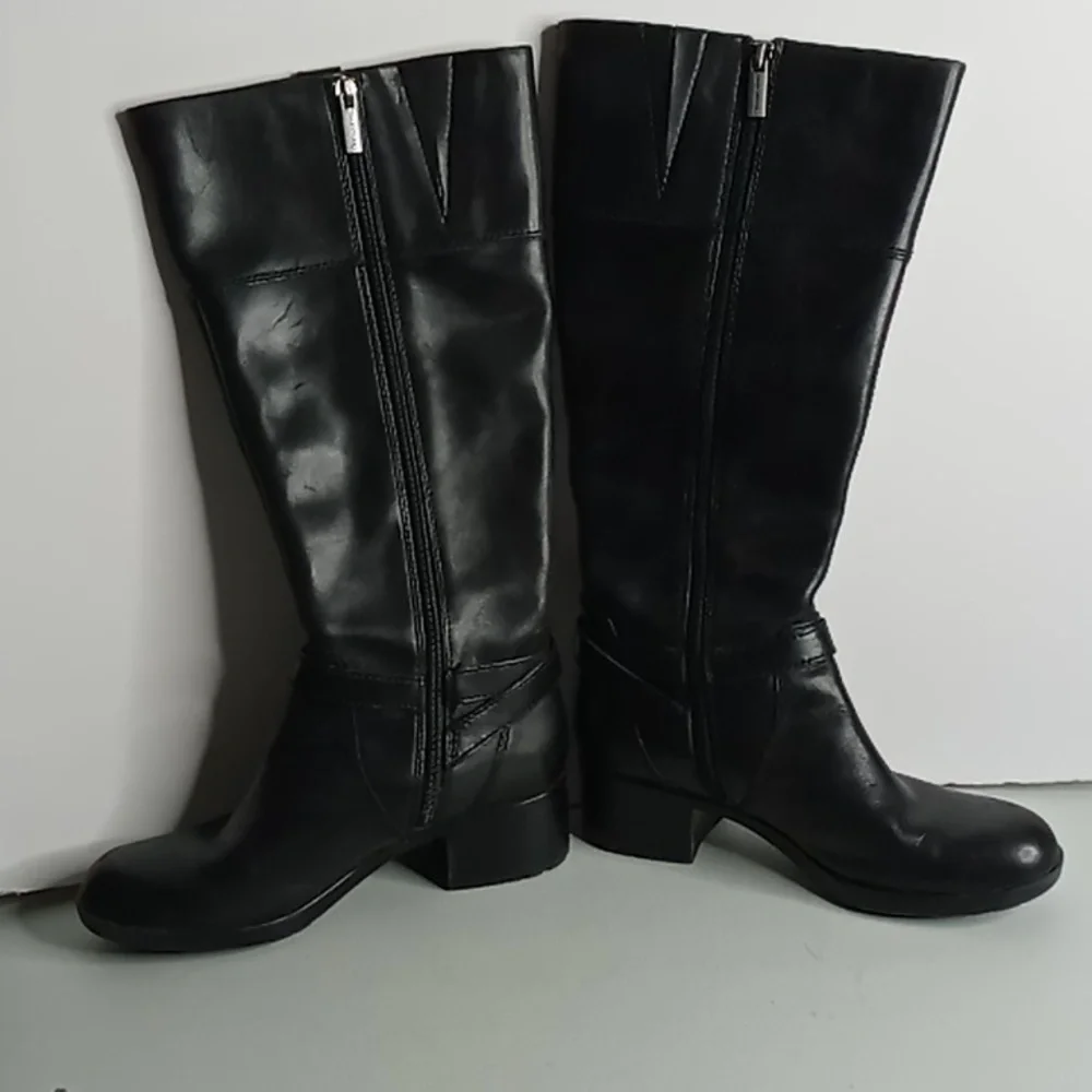 Bandolino+ BD - BAYA - Tall Leather Boots w/Buckle Detail- Black - size 6M